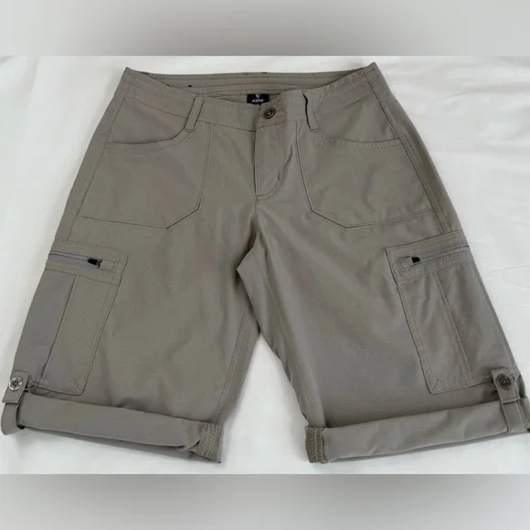 Kuhl Womens Horizn Shorts Size 6 Roll Hem Zip Pockets Hiking Outdoor Grey Khaki - Picture 2 of 14